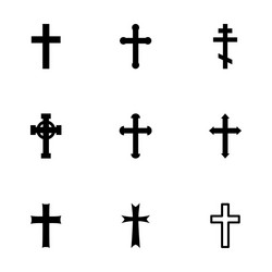 Black crosses icon set vector