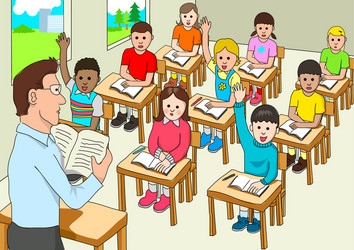 Cartoon School Kids Raising Hand in the Classroom Vector Images (over 130)
