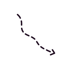 dashed curve with cursor showing route wavy dot vector image