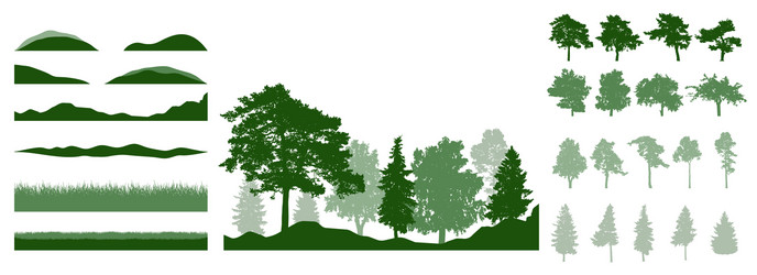 design elements summer trees constructor vector image