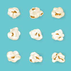 Realistic detailed 3d element popcorn set vector