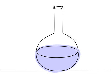 single continuous line art chemical science flask vector image