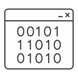 Binary code on web page thin line icon vector