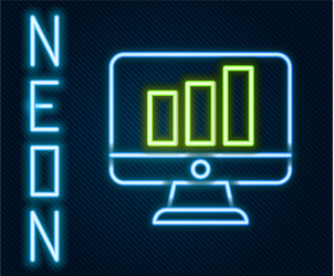 glowing neon line computer monitor with graph vector image