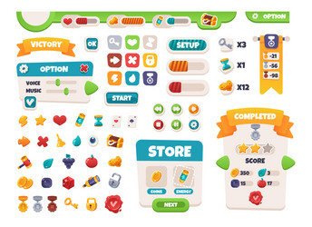 Mobile Game UI Buttons - Cartoon Style vector image