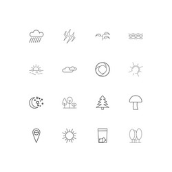 nature simple linear icons set outlined vector image