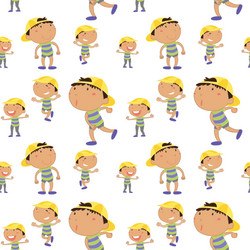 seamless background with boy in many actions vector image