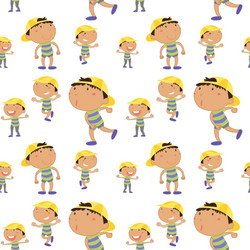 seamless background with boy in many actions vector