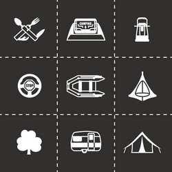 camping icon set vector