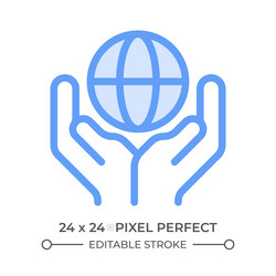 earth globe in hands duotone color ui icon vector image