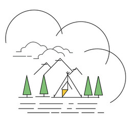 Line style landscape mountain vector