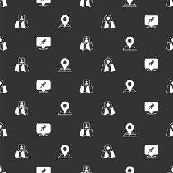 set folded map with location marker push pin vector image