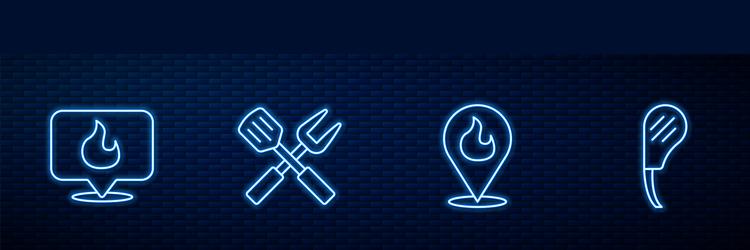 set line location with fire flame crossed fork vector image