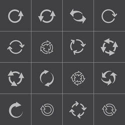 Black refresh icons set Royalty Free Vector Image