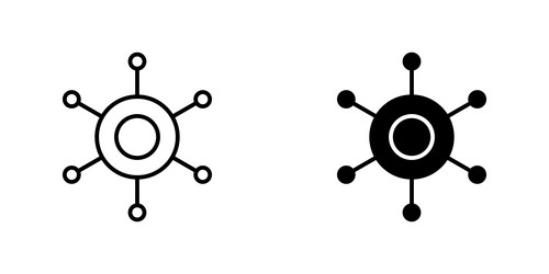 chart connected icons set in filled and strokes vector image