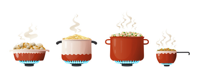 Funny kitchen pot character - pot vector illustration Stock Vector by  ©hanaschwarz 109140564