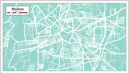 Multan pakistan city map in retro style black Vector Image