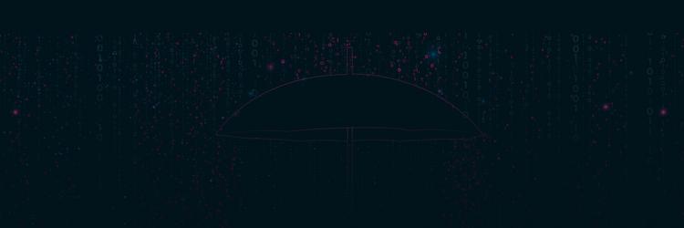 umbrella with binary code background data vector image