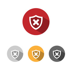 Unprotected shield icon with shade on colored vector