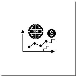 Gdp growth glyph icon vector