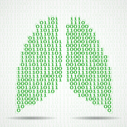 abstract human lungs with binary computer code vector