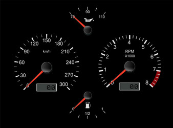 Car dashboard black scales fuel gauge Royalty Free Vector