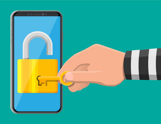 Hacker Using Smartphone Lock vector image