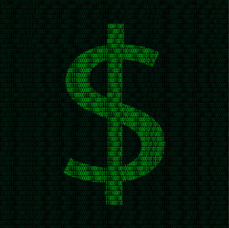 silhouette of dollar symbol from binary digits vector image