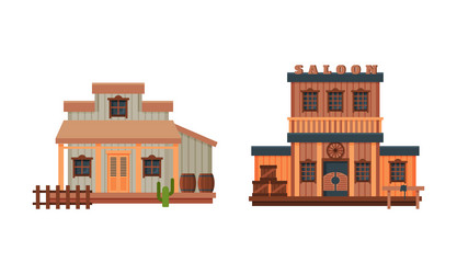 Western style building and wild west architectural vector