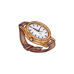 men watches in classic design hand drawn engraving vector