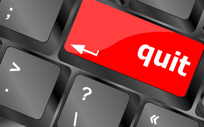 Quit button on black internet computer keyboard vector