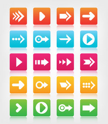 set of arrow navigation colorful buttons vector image