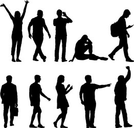 Black Silhouettes of Man and Woman Vector Image