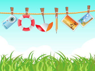 Hanging icons on the rope vector