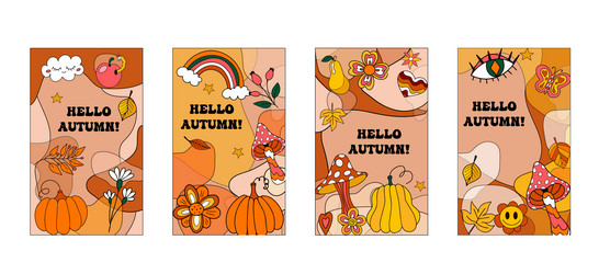 Retro Autumn Card Poster - 70s Vibes vector image