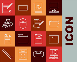 set line computer with keyboard and x mark carton vector image
