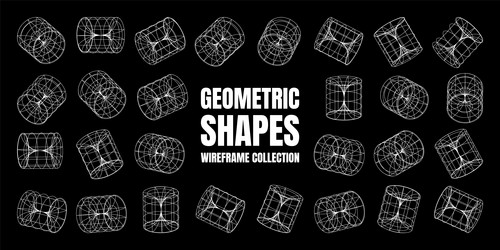 wireframe lined shapes perspective mesh 3d grid vector image