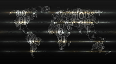 world map with continents from a binary code vector image