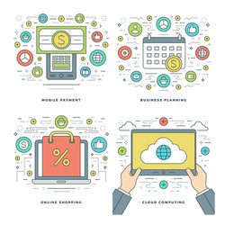flat line cloud computing internet shopping vector image