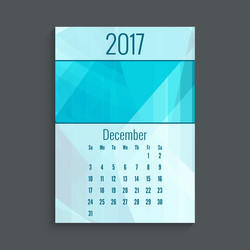 Monthly calendar for 2017 vector