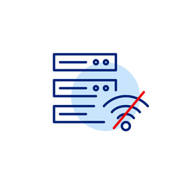 stack of servers and no wi-fi symbol disconnected vector image