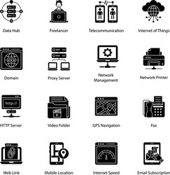 web communication solid design icons vector image