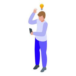 young man having a good idea while using vector image