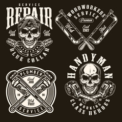 blue collar worker vintage labels Vector Image