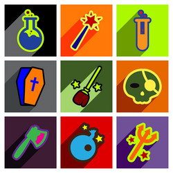 flat with shadow concept halloween icons vector image