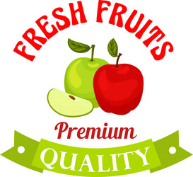 Fresh apple premium quality fruits sticker vector