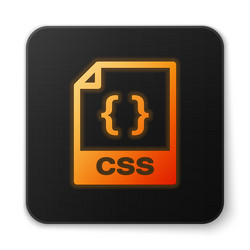 orange glowing css file document icon download vector image