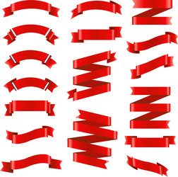 Red ribbon and gold set Royalty Free Vector Image