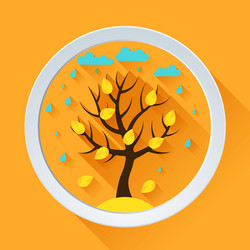 background with autumn tree in flat design style vector image