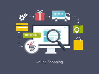 online shopping process infographic vector